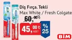 MAX WHİTE/FRESH COLGATE DİŞ FIRÇASI TEKLİ